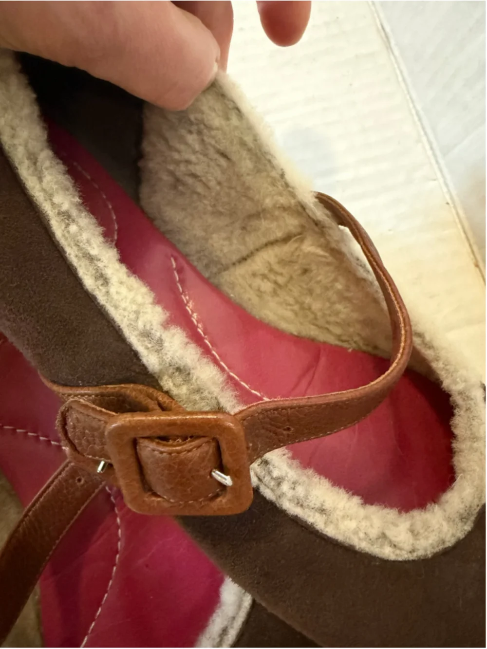 Kate Spade Brown Suede Shearling Lined Mary Jane Shoes Women’s Size 7.5 Ital